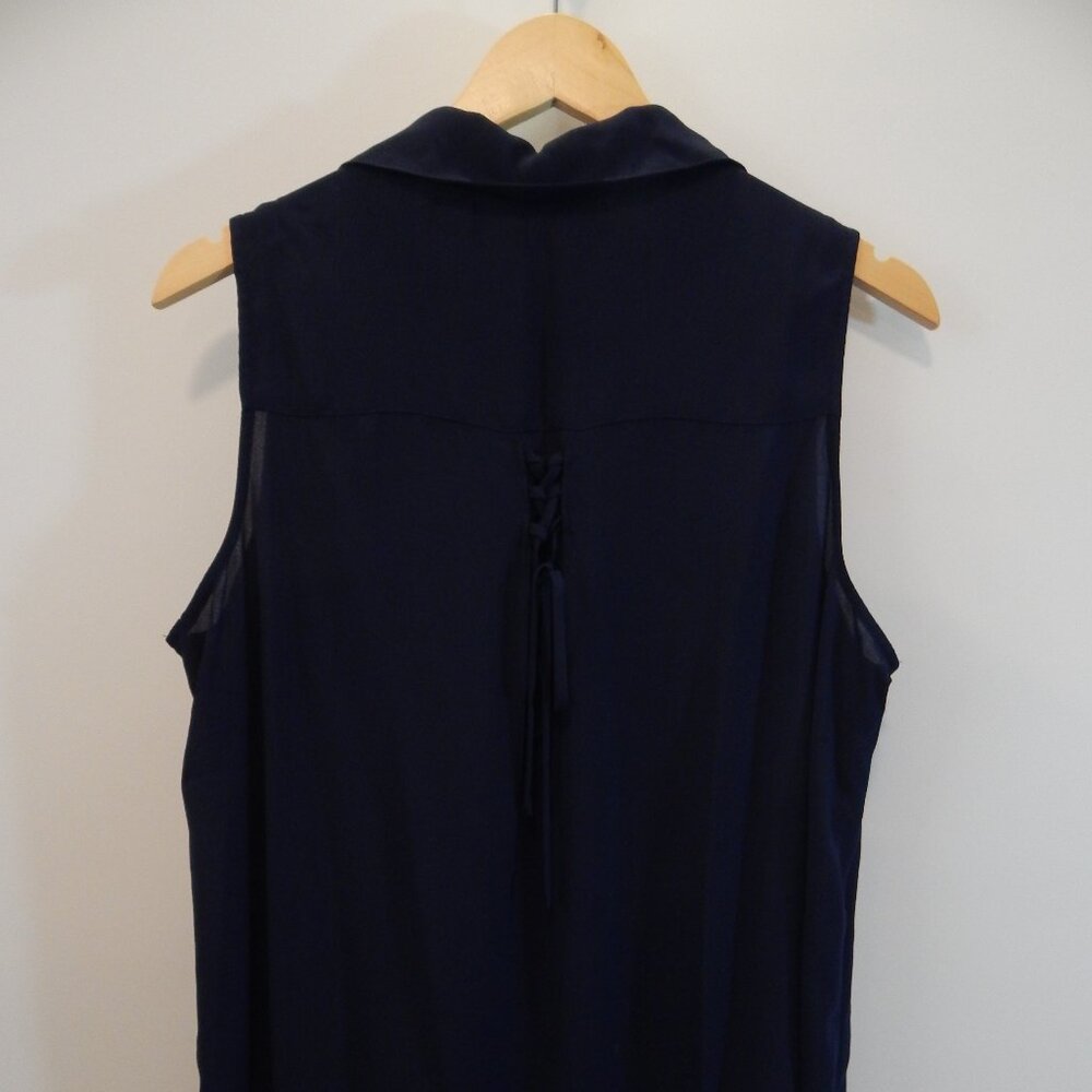 Torrid Navy Georgette Button-Down Tank - image 8